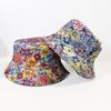 Sombrero de Pescador de Doble Cara con Estampado Floral de Colores Transfronterizo para Mujer, Sombrero de Sol de Ala Corta, Protección UV, Sombrero de Color Contrastante Estilo Extranjero
