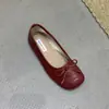 Sapatos Femininos Slip-On Redondos Prateados de Baixo Cano Estilo Retrô com Laço, Novos Mocassins Planos para Primavera e Outono