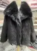 2025 Nuevo Abrigo de Piel Otoño e Invierno Niños Mujeres Solapa Grande Top de Piel Niñas Imitación Piel de Zorro Rosa