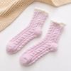 Calcetines Grues para Mujer L Patrón Retorcido Transfronterizo Forro Polar Otoño e Invierno Altura Media Calcetines de Coral Calcetines para Dormir Calcetines de Forro Polar de Coral
