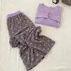 Pijama morado con estampado de estrellas, estilo dulce y femenino para mujer, conjunto de ropa para el hogar de manga larga y pantalón holgado, talla grande, para principios de otoño