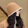 Sombrero de Pescador de Punto Cálido para Mujer Otoño Invierno Nuevo Estilo Coreano Celebridad de Internet Versátil Simple Moda Protección contra el Frío