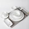 Juego de Vajilla de Porcelana Fina, Vajilla y Combinación de Platos Estilo Chino Nuevo con Borde Plateado para Hotel, Caja para Club de Restaurante, Imprimible