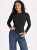 Camiseta de Manga Comprida Camiseta Feminina de Manga Comprida Modeladora de Corpo Gola Redonda Justa Camada Base Feita Sob Medida