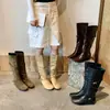2026 Novas Botas de Couro Femininas, Botas de Cano Alto, Botas Cavaleiro Maillard, Botas Chelsea Bico Fino, Botas Slim