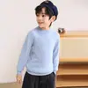 Suéter unisex versátil de otoño e invierno 100% lana para niños, color liso, cuello semialto, jersey, suéter base de corte holgado