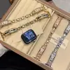 Pulseira de relógio em metal cobre estilo vintage e zircônia cúbica, compatível com Apple Watch Séries 12, 11 e 10