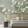 Tecido de Parede Floral Sem Costura Estilo Chinês 2025 Novo para Quarto, Sofá, Sala de Chá, Mural de Decoração de Parede de Fundo - Lírio