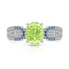Xiaohongshu Douyin Más Vendido Anillo de Huevo de Paloma con Corte de Flor de Hielo de Piedra Preciosa de Color Incrustado con Anillo de Diamante de Alto Carbono Brillante Transmisión en Vivo
