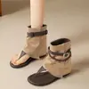 Sandalias Romanas de Mujer Modernas y Únicas 2026 Verano Nuevo Estilo Botines de Cuerda Tejida con Clip para Dedo del Pie y Aumento Oculto de Altura
