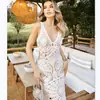 Deseo Vestido de Playa de Punto Hueco con Cuello en V Escotado a Media Pierna Nuevo para Mujer 2023 de Amazon Europeo y Americano Mujeres INS