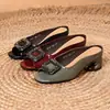 Pantuflas de Verano para Mujer para Uso en Exteriores 2026 Estilo Nuevo, Adecuadas para Combinar con Vestidos, Sandalias de Tacón Grueso sin Cordones Estilo Francés, Disponibles al por Mayor
