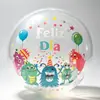 Suministro transfronterizo globos bobo impresos en español de 20 pulgadas para decoración de bodas, arreglos de cumpleaños, globos bobo transparentes
