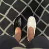 Bailarinas Retro Perezosas Estilo Francés con Lazo de Cuero Genuino y Banda Elástica Brillante, Zapatos Sencillos de Una Sola Tira para Mujer, Zapatos Planos de Abuela
