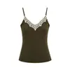 Novedad para Otoño 8/10 Principios de Otoño Estilo Francés Sexy Encaje Profundo Cuello en V Elástico Camisola para Mujer F1229