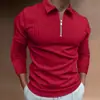 Moda Otoño 2022 para Hombre: Camisa Polo Amazon, Color Sólido, Rayas, Manga Larga, Camisa Polo para Hombre, Cuello Camisero, Estilo Caballero
