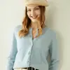 Cardigan de Tricô Cashmere Simples Cor Sólida Gola Redonda Solto Casual para o Dia a Dia Outono Clássico Feminino