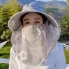 Sombrero de Protección Solar para Mujer, Sombrero de Sol para Trabajos de Campo, Máscara Facial y Protección para el Cuello Integradas, Protección Solar de Verano para Exteriores, Sombrero de Sol con Cubre Rostro para Recolección de Té