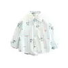 Camisa de manga larga estilo coreano para niños, nueva colección 2026, camisa de algodón puro para otoño para niños, top de dibujos animados elegante para niños en primavera y otoño