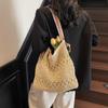 Bolsa de Palha Feminina Férias à Beira-Mar Bolsa de Trabalho 2025 Nova Bolsa Vazada Tecida Verão Popular Bolsa Tote Grande Capacidade