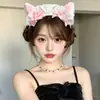 Diadema de Peluche Rosa con Orejas de Gato y Lazo Estilo Coreano para Mujer, Diadema Linda Versátil, Diadema para Lavarse la Cara, Accesorio para el Cabello de Corona Alta para Mujer