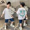 Uma variedade de algodão opcional marca maré meninos e meninas camiseta branca verão infantil médio e grande infantil manga curta camisa de fundo top