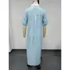 Vestido Longo Camisa Solto Color Block Moda Feminina Europeia e Americana 2026, Vestido Estiloso Casual Confortável Estilo Férias