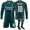 Conjunto de Camisa de Clube 2627, 7 Vinicius, C. Ronaldo, Uniforme Reserva do Real Madrid, Não. 10 Mbappe, Camisa de Futebol Verde de Manga Longa