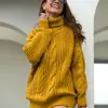 Novo Suéter de Malha Estilo College Outono/Inverno 2026 para Mulheres, Suéter Pulôver de Gola Alta Grosso com Tranças Mais Vendido da Amazon para Mulheres