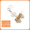 Pingente de Celular Laço Estilo Natalino, Pingente de Celular de Tecido Natalino Fofo, Pingente de Bolsa de Natal em Cristal