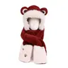 Bonito Gorro de Peluche Otoño e Invierno para Mujer, Set de Tres Piezas con Bufanda y Guantes, Gorro Integrado Forrado de Felpa y Engrosado, Resistente al Viento y Cálido para Exteriores