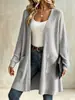 Cárdigan de punto acanalado de color liso para otoño e invierno, chaqueta casual, sitio independiente de Amazon transfronterizo europeo y americano 2026