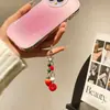 Estilo Ins Lindo Nicho Fresa Corazón Estrella de Cinco Puntas Colgante Pequeño de Perlas Cadena para Auriculares Teléfono Cadena para Cámara CCD Hecho a Mano