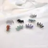 Pendientes de Titanio F136 Piedra Natural Ágata Marqués Clavos para Hélice de Oreja Rosca Aleación de Titanio G23 Joyería para Piercing Clavos para Cabeza Labio