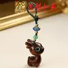 Cadena para Teléfono de Ciervo Artesanal con Colgante de Llavero de Ciervo de Sándalo para Llaves de Coche, Lindo Regalo Creativo para Hombres y Mujeres