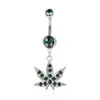 Piercing de Umbigo Longo de Aço Inoxidável Transfronteiriço Formato de Flor Rosa Opala Sintética Argola de Umbigo Joia Piercing Sexy Atacado