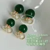 Ágata Verde Estilo Chino Nuevo Estilo de Corte Retro Clip para Oreja Pendientes de Bola Esmeralda de Alta Calidad Versátiles Placa para Incienso de Mosquito