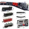 Tren de Pista Eléctrico Transfronterizo Juguete Niños Educativo Ensamblado Luz Artificial Retro Tren Pequeño Juguete de Pista