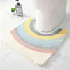 Alfombra de suelo antideslizante absorbente con lazo para uso doméstico, alfombrilla de pie en forma de U engrosada con mechones para baño y inodoro
