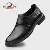 Sapatos Masculinos de Couro de Pele de Ovelha, Couro Genuíno Britânico Formal de Negócios Retro Slip-On Casuais Masculinos, Sapatos Derby, Fornecimento Direto do Fabricante