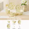 Juego de Platos y Tazones de Cerámica con Esmalte Interior Color Crema para Uso Doméstico, Incluyendo Platos de Cena, Tazones para Sopa y Platos