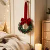 Guirlanda de anel de vela de rattan artificial e galho de pinho transfronteiriça, decoração de Natal com laço para pendurar em janelas, lareiras, armários e portas