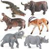 Juguete de simulación cognitiva infantil transfronteriza, modelo animal, rinoceronte, elefante, cocodrilo, hipopótamo, yak, antílope, traje, adornos