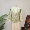 [Li] Nueva chaqueta jacquard de estilo chino, color liso, cuello en V profundo, colección de otoño 2026, diseño elegante y moderno para mujer