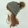 2017 Venda quente transfronteiriça novo chapéu de malha removível com bola de pelo grande simulação sem padrão CC chapéu de lã AliExpress