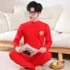 Conjunto Íntimo Ano Zodiacal Infantil, Suéteres de Algodão para Adolescentes, Roupas de Algodão Puro Vermelho de Outono e Calças Compridas para Meninos, Meninas e Crianças Mais Velhas