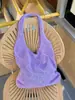 Bolso de Mano Cruzado Bolso Tote para Mujer Japonés y Coreano Color Sólido Retro Bolso de Punto Hueco Bolso Tejido Bolso de Venta al por Mayor Transfronterizo
