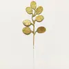 Planta Artificial Folha de Dinheiro com Pó Dourado Folha com Glitter Decoração de Árvore de Natal Acessórios de Decoração para Casa e Hotel Material Atacado