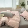 Estoque Local Personalizado Cor Sólida Simples Roupa de Cama 100% Algodão Conjunto de Quatro Peças Algodão Puro Luxo Leve Duas Cores Conjunto de Três Peças para Dormitório de Funcionários e Estudantes