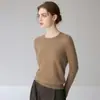 ¡Elegante! Suéter de cachemira calado para mujer, cuello redondo, nuevo estilo otoño/invierno 2026, corte holgado, color liso, top base de punto